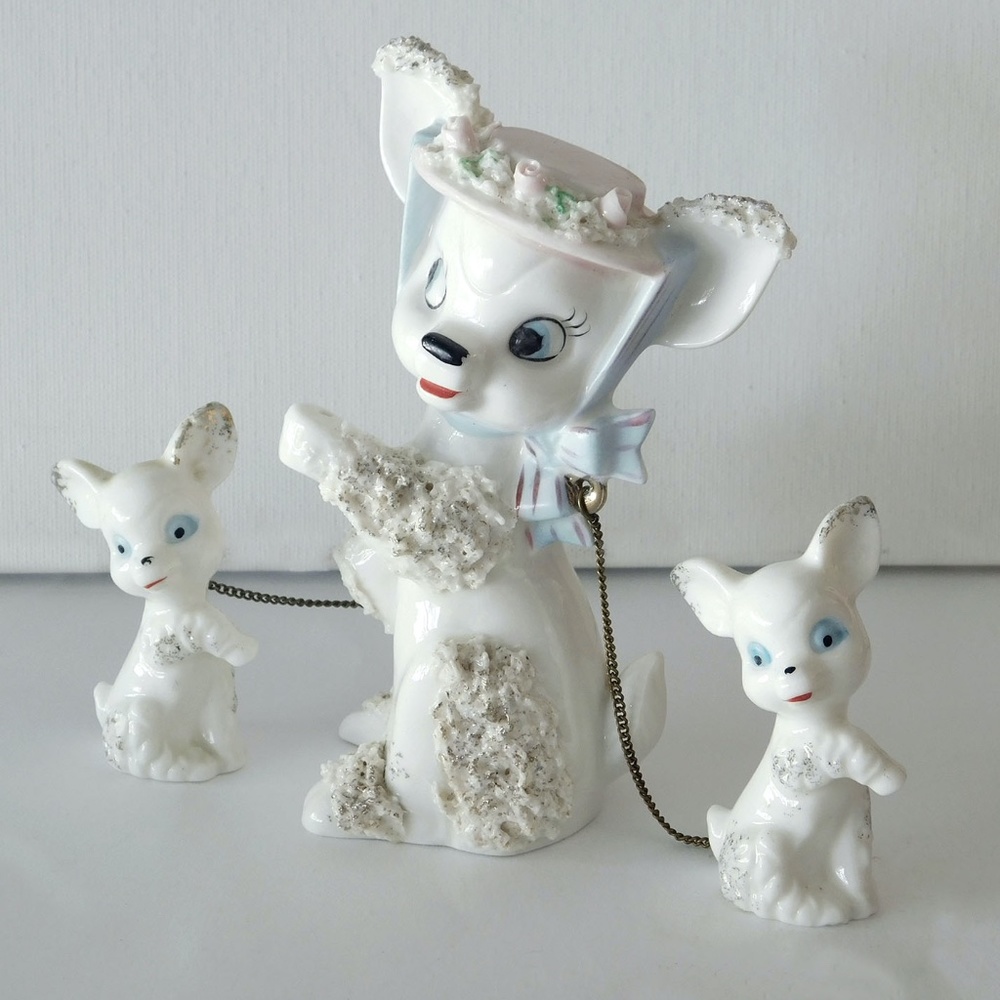 Vintage 1940s Porcelain Mice Trio - Mid-Fiftys Kitchy - Ceramic Figurines Napco